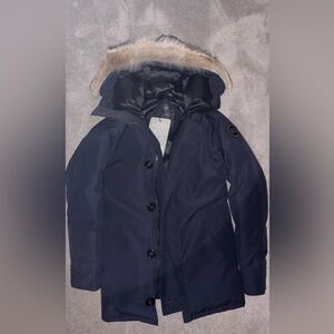 Canada Goose Chateau Navy Parka with Fur-Trim Hood